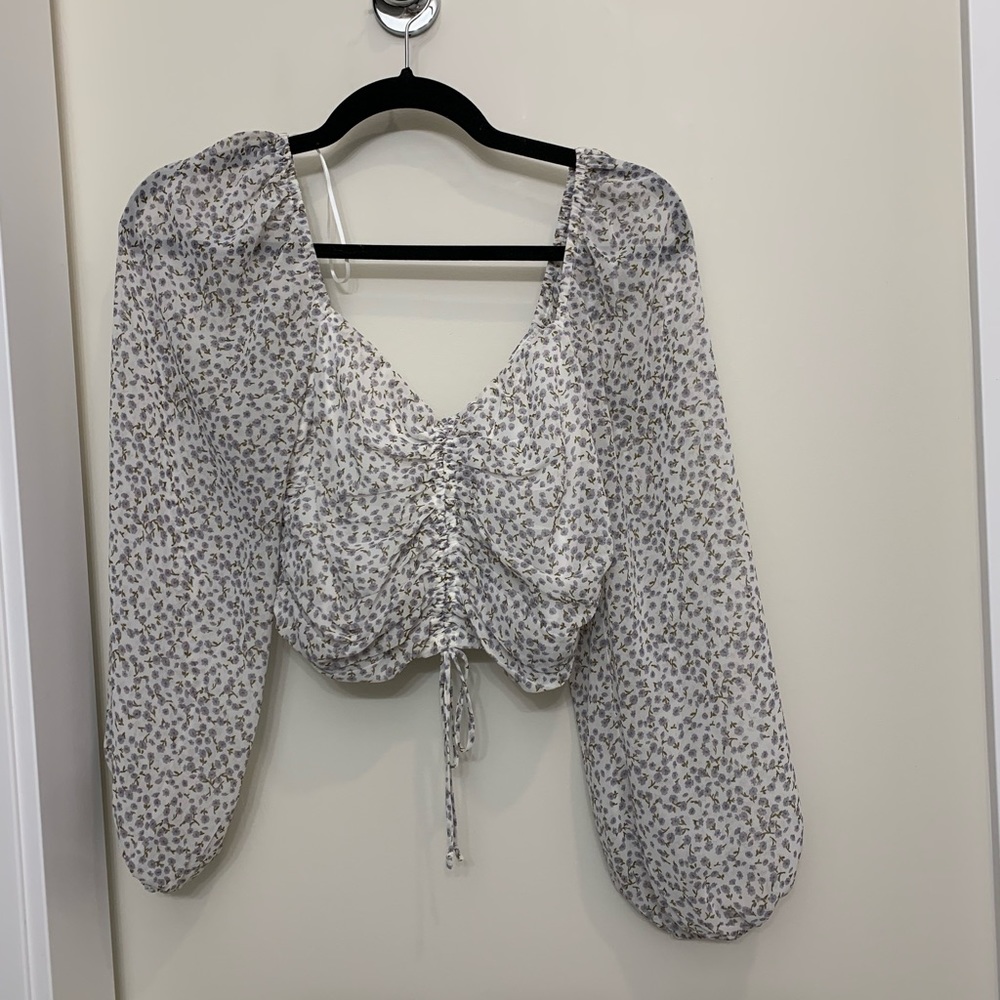Cotton candy LA floral cropped blouse S